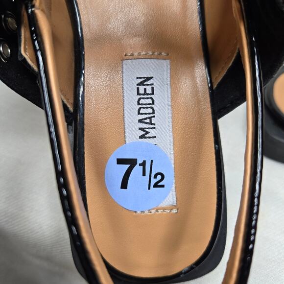 NWOT Steve Madden Black Patent Leather Women's Flat Slingbacks Size 7.5 - Picture 7 of 9